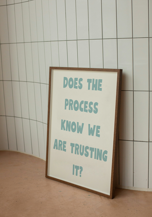 Does the process know we are trusting it? | Quote Print | With Black/Wooden/White frame