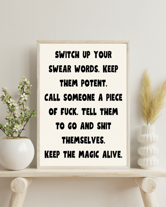 Switch up your swear words | Quote Print | Wall Art